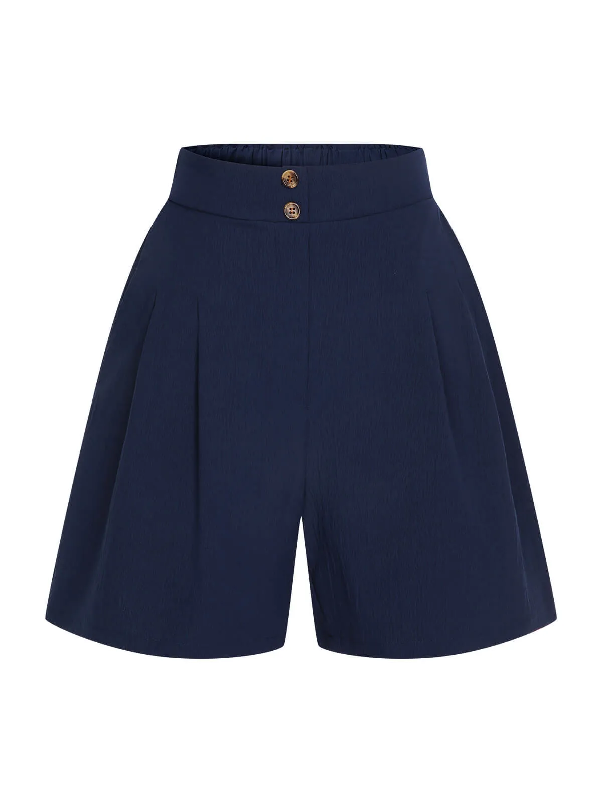 Dark Blue 1940s Solid Pleated Shorts sold by Retro Stage