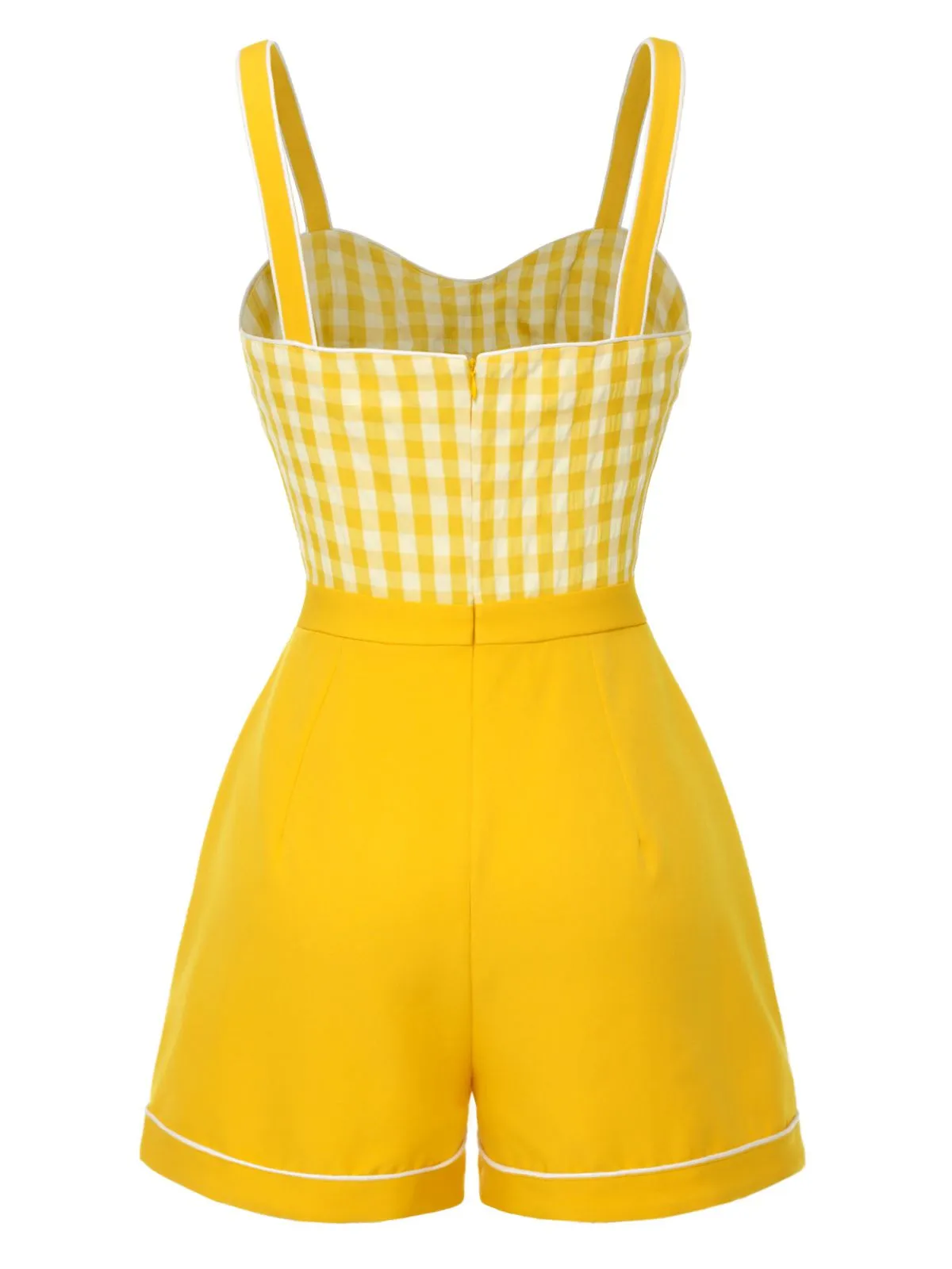 Yellow 1950s Spaghetti Strap Plaids Romper sold by Retro Stage product image thumbnail 4