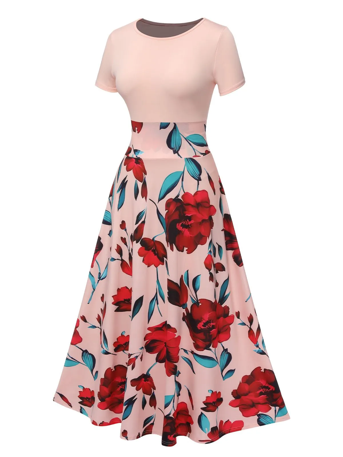 1970s Round Neck Floral Patchwork Dress sold by Retro Stage product image thumbnail 2