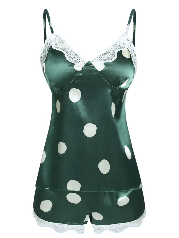 1950s Polka Dot Lace Camisole Sleepwear sold by Retro Stage