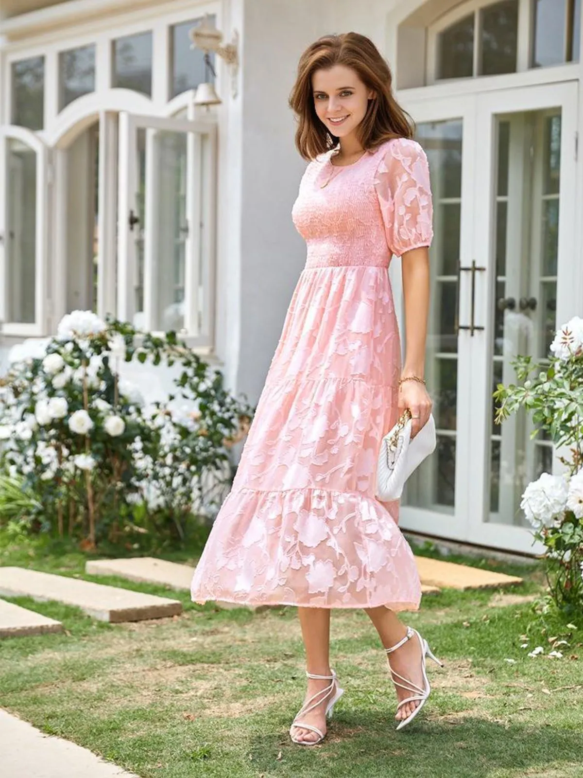 1930s Round Neck Puff Sleeve Wrinkle Dress sold by Retro Stage product image thumbnail 3