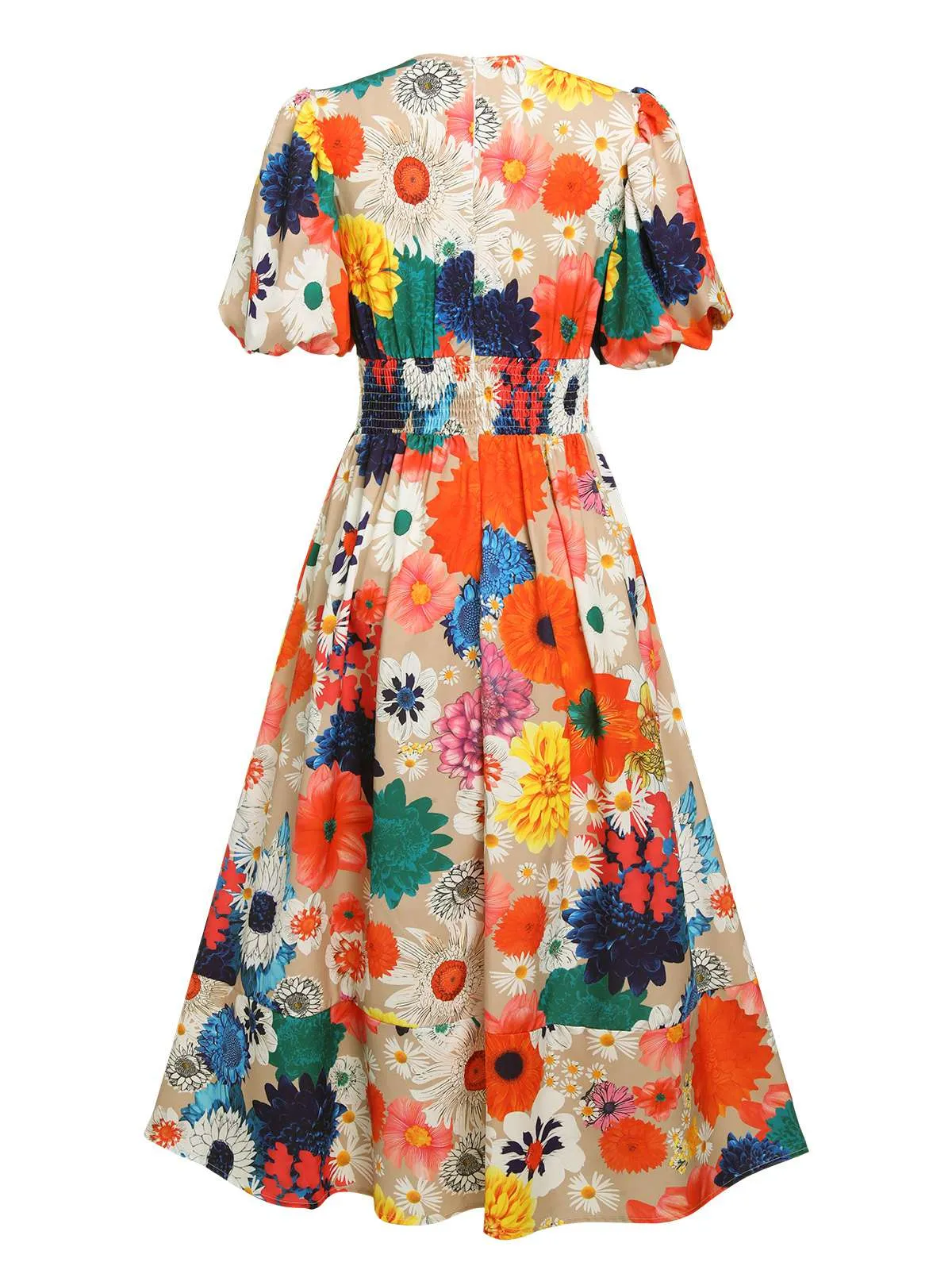 1940s Floral V-Neck Lantern Sleeve Dress sold by Retro Stage product image thumbnail 3