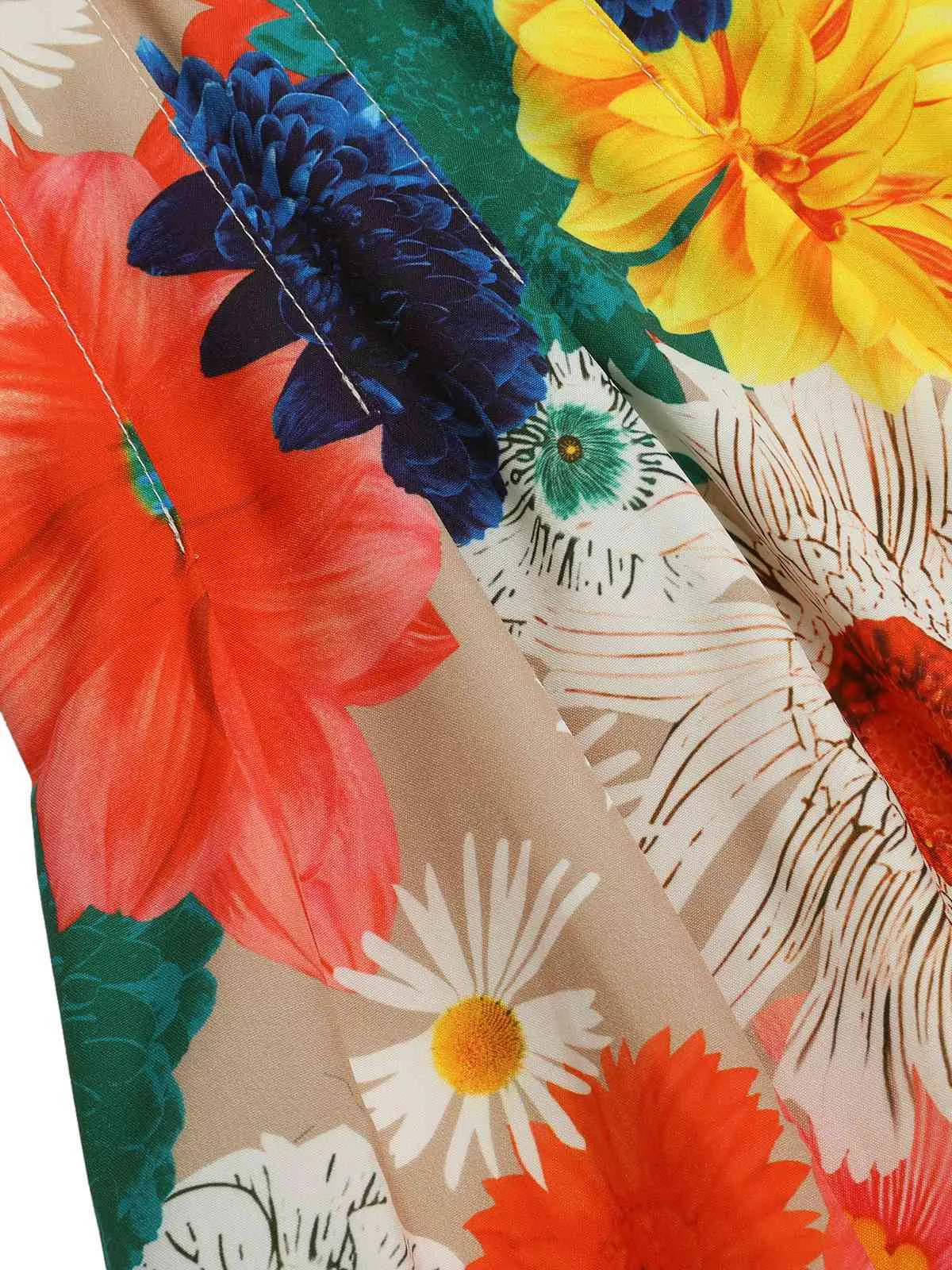 1940s Floral V-Neck Lantern Sleeve Dress sold by Retro Stage product image thumbnail 4