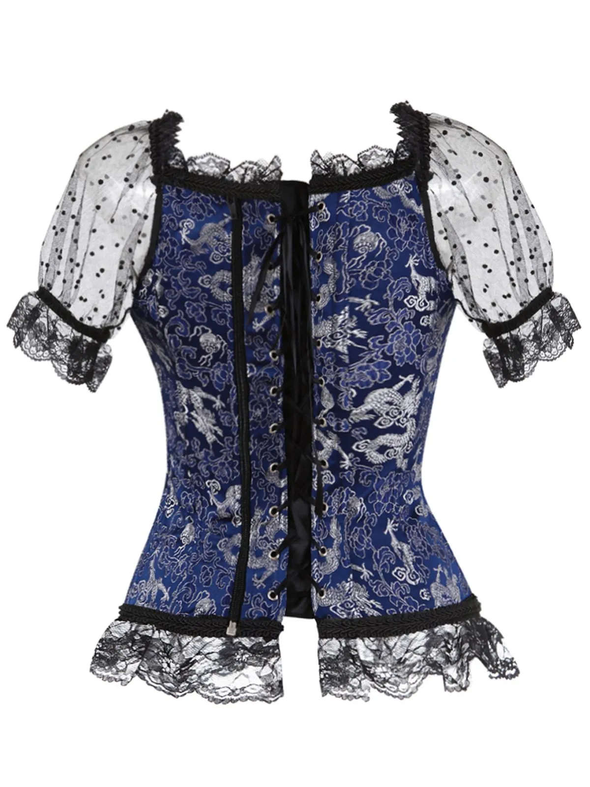 1970s Steampunk Lace Puff Bind Corset Top sold by Retro Stage product image thumbnail 4