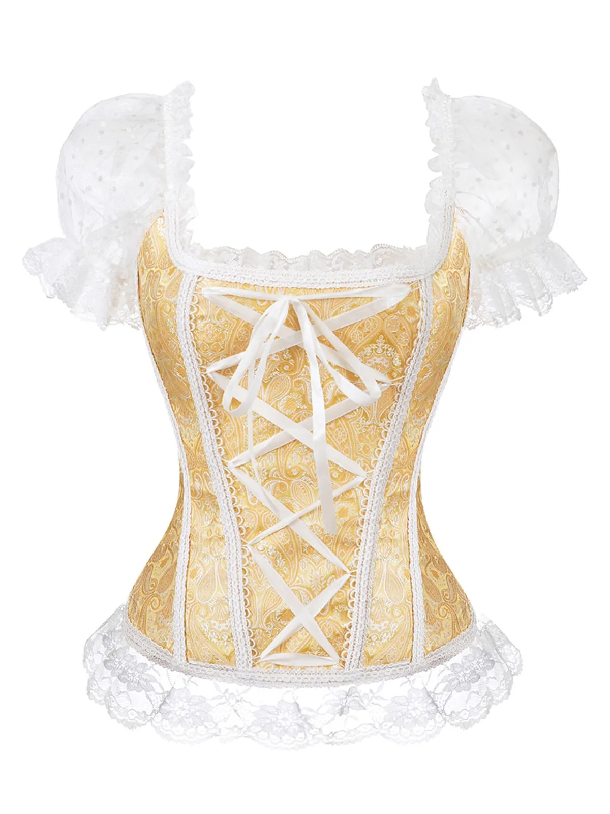 1970s Steampunk Lace Puff Bind Corset Top sold by Retro Stage product image thumbnail 2