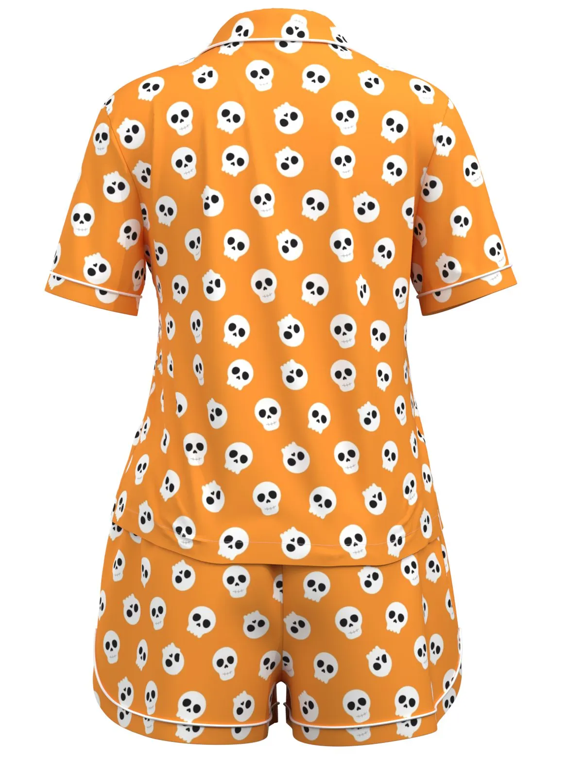 Orange 1970s Halloween Cartoon Skull Pajamas sold by Retro Stage product image thumbnail 3
