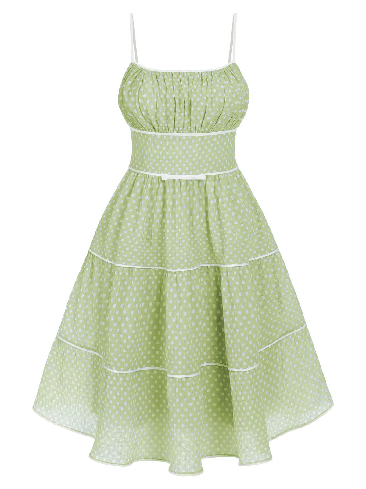 Green 1950s Strap Polka Dot Swing Dress sold by Retro Stage
