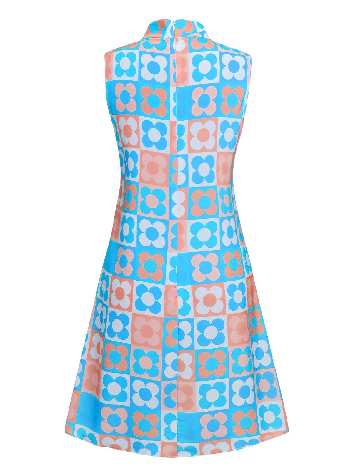 Blue 1960s Floral Stand Collar Dress sold by Retro Stage product image thumbnail 2