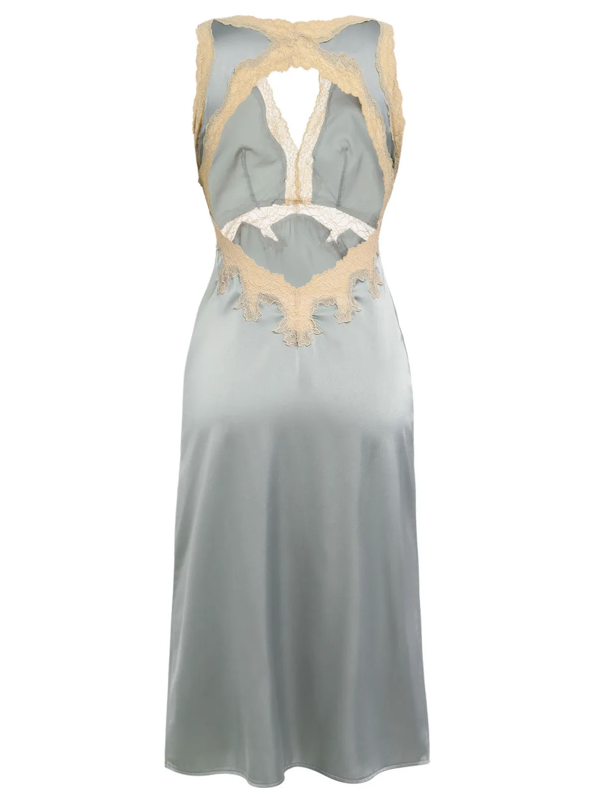 1950s Lace Backless V-Neck Satin Sleepwear sold by Retro Stage product image thumbnail 2