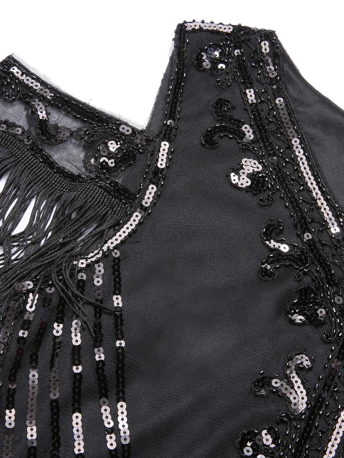 1920s Cold Shoulder Embroidered Fringe Sequins Dress & 6PCS Accessories sold by Retro Stage product image thumbnail 5