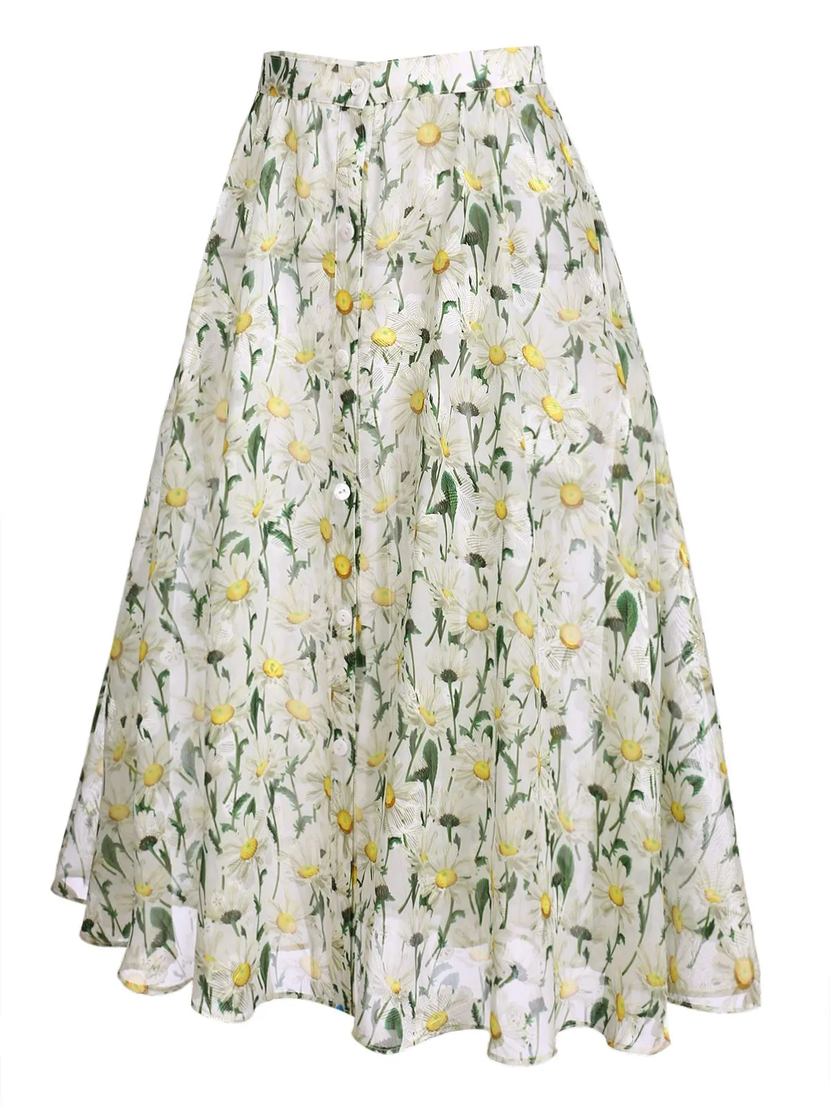 Retro White Floral Button Swing Cover-up sold by Retro Stage product image thumbnail 5