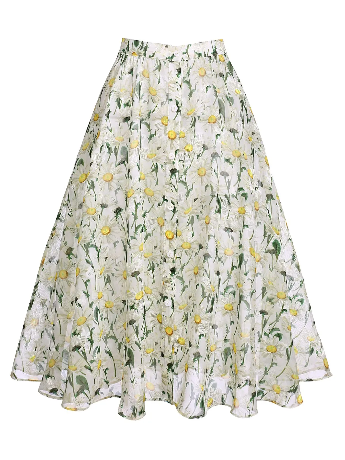 Retro White Floral Button Swing Cover-up sold by Retro Stage product image thumbnail 4