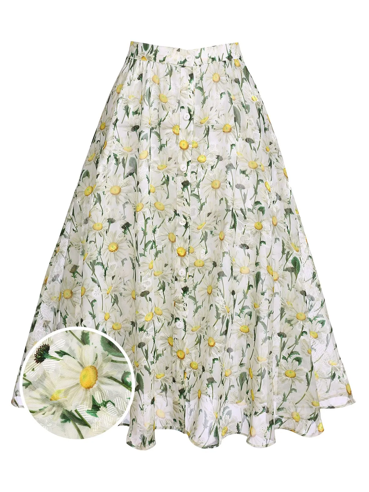 Retro White Floral Button Swing Cover-up sold by Retro Stage product image thumbnail 2