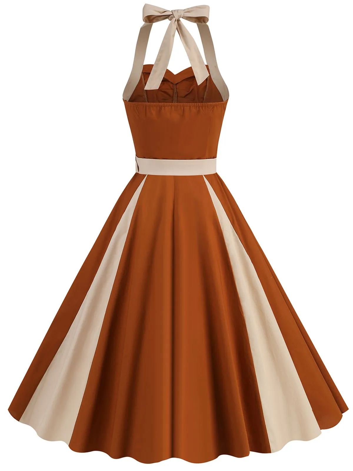 1950s Halter Solid Color Block Belt Dress sold by Retro Stage product image thumbnail 5