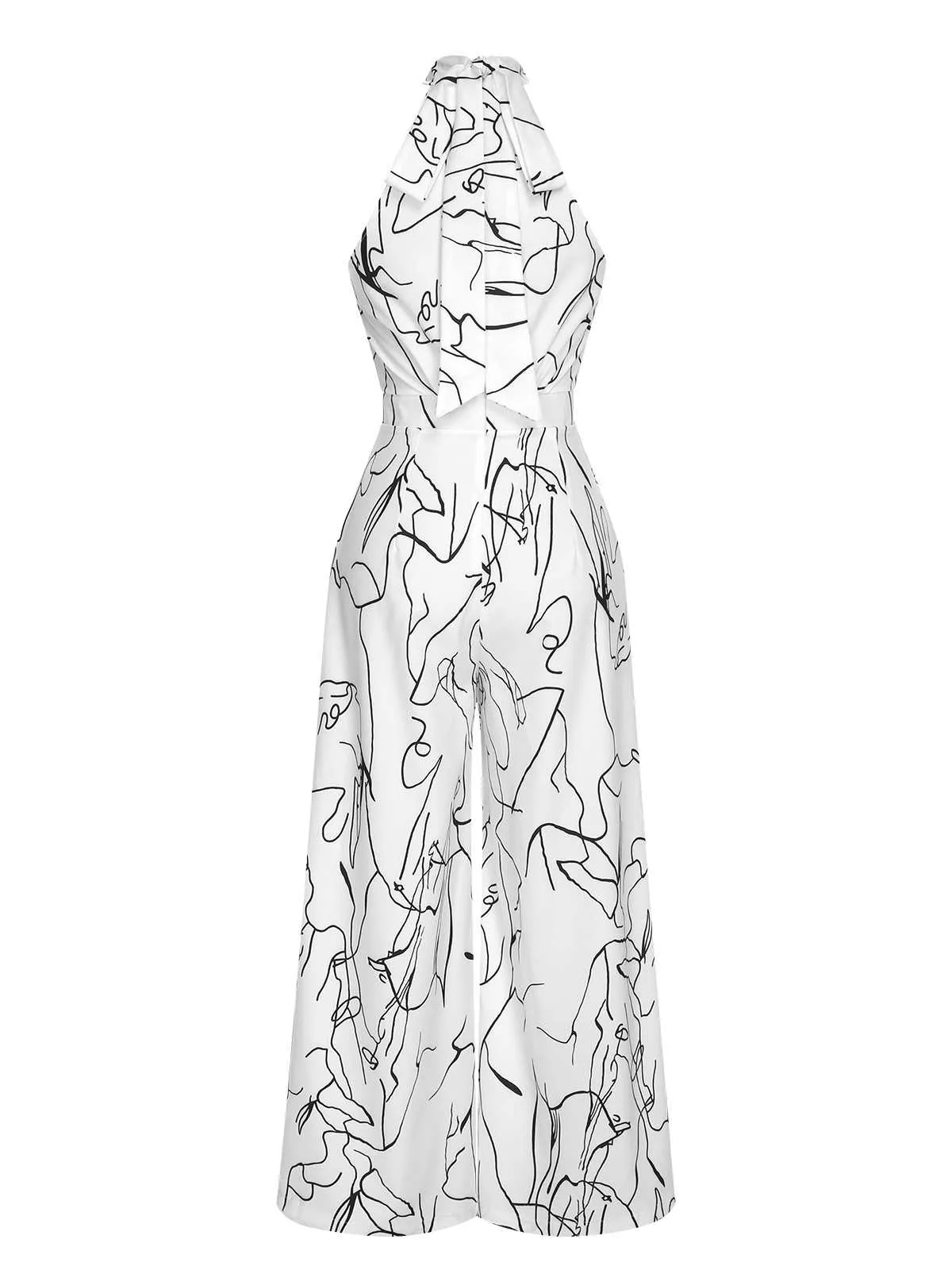 White 1930s Round Neck Sleeveless Jumpsuit sold by Retro Stage product image thumbnail 3