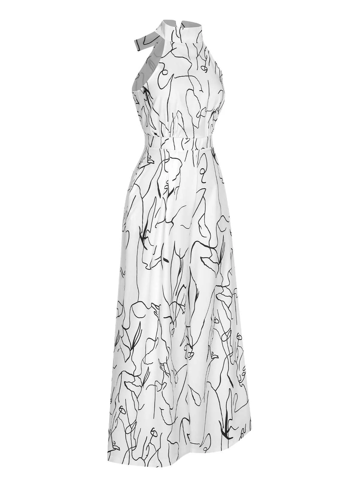 White 1930s Round Neck Sleeveless Jumpsuit sold by Retro Stage product image thumbnail 2