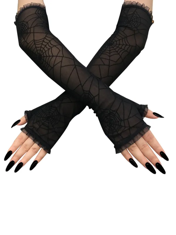 Retro Spider Web Fingerless Gloves sold by Retro Stage