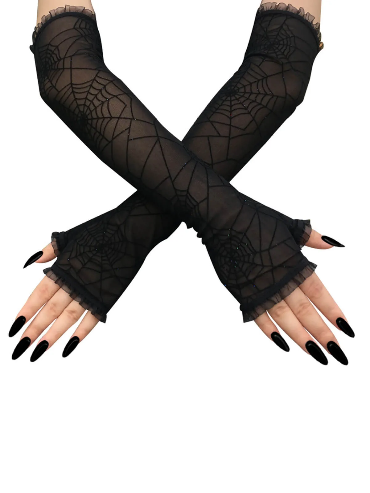 Retro Spider Web Fingerless Gloves sold by Retro Stage