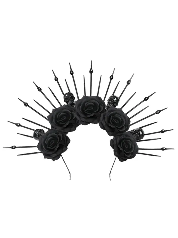 Black Skeleton & Rose Headwear sold by Retro Stage