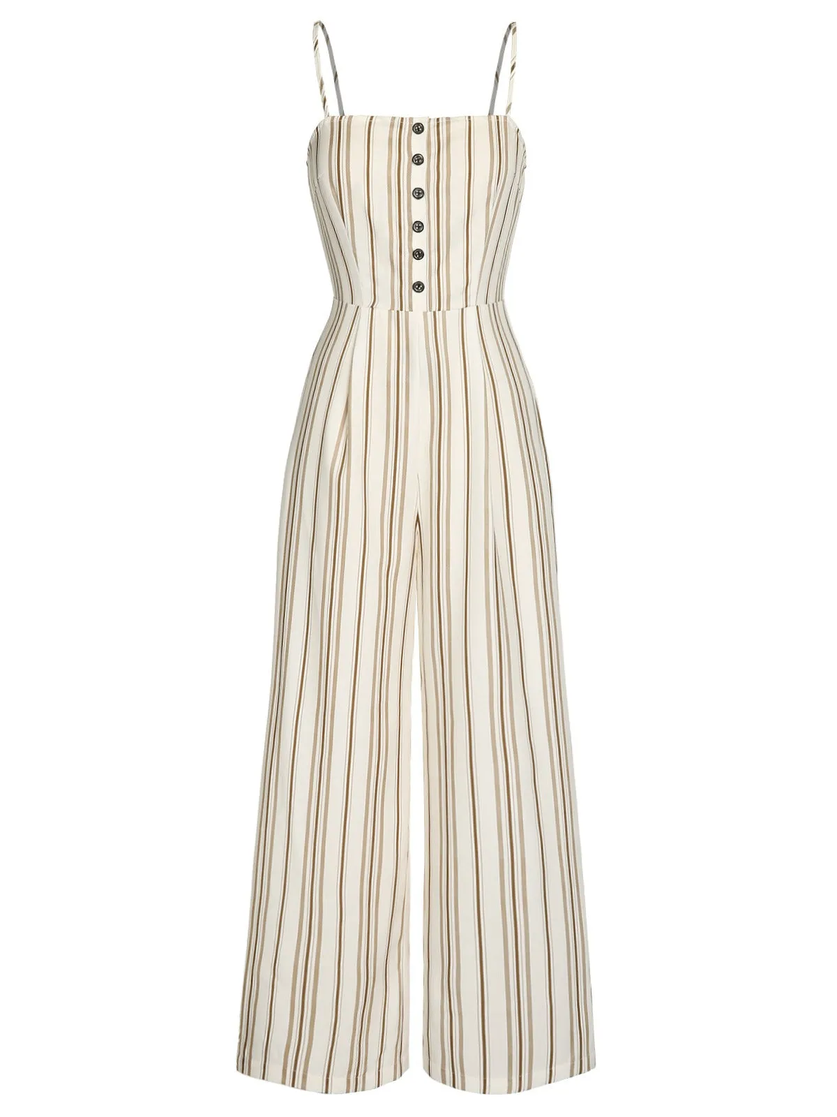 Brown 1930s Stripes Spaghetti Straps Jumpsuit sold by Retro Stage product image thumbnail 2
