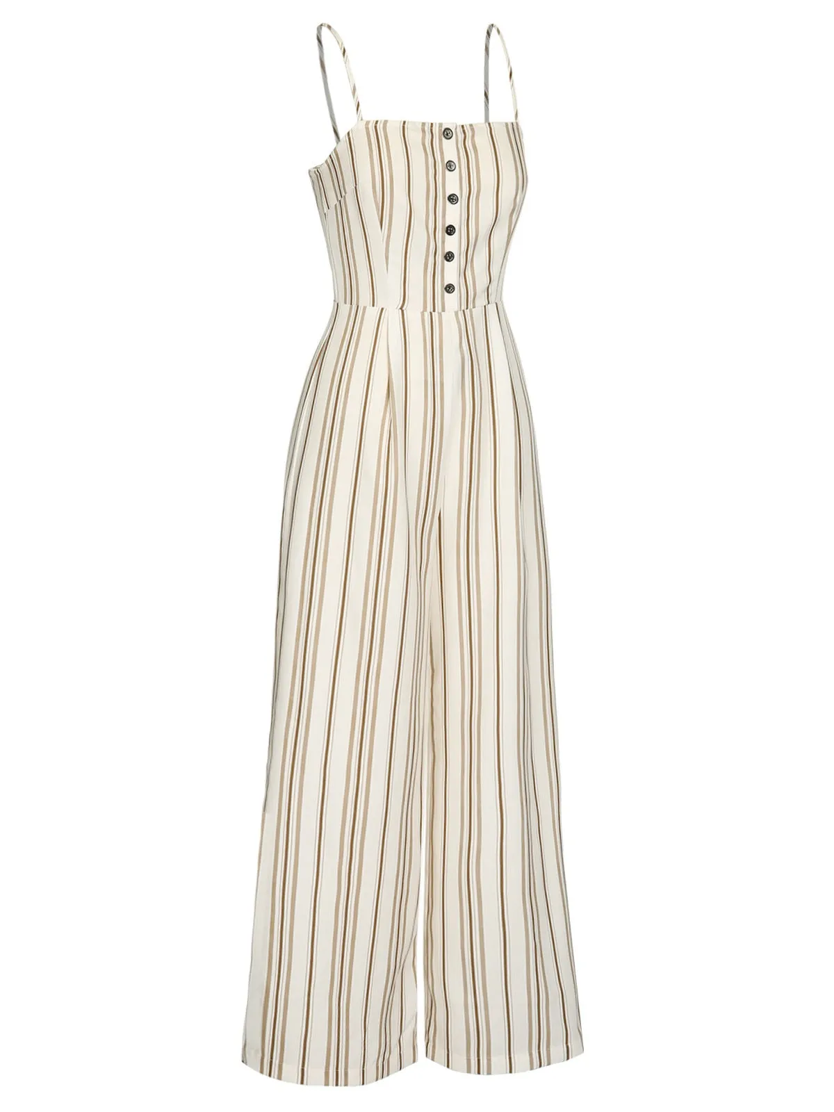 Brown 1930s Stripes Spaghetti Straps Jumpsuit sold by Retro Stage product image thumbnail 3