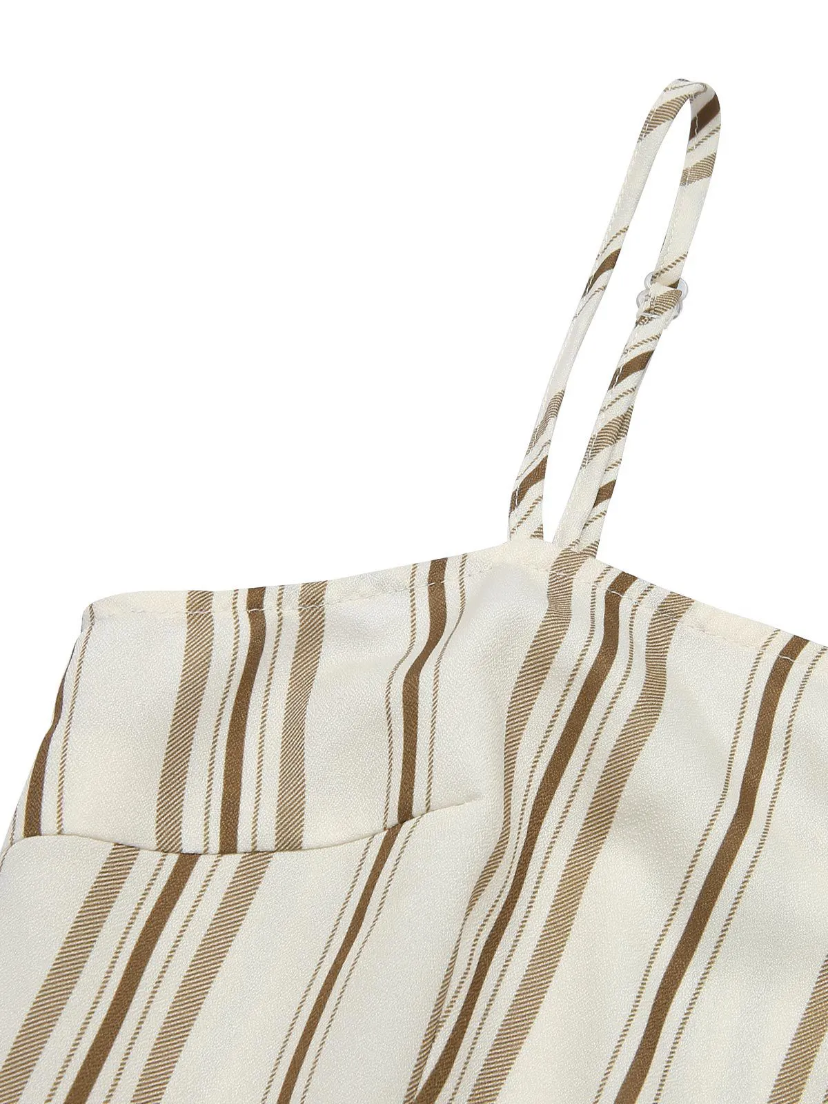 Brown 1930s Stripes Spaghetti Straps Jumpsuit sold by Retro Stage product image thumbnail 5