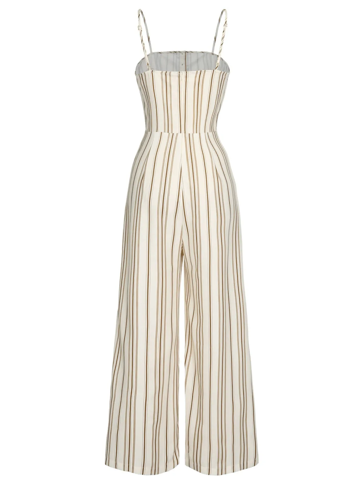 Brown 1930s Stripes Spaghetti Straps Jumpsuit sold by Retro Stage product image thumbnail 4