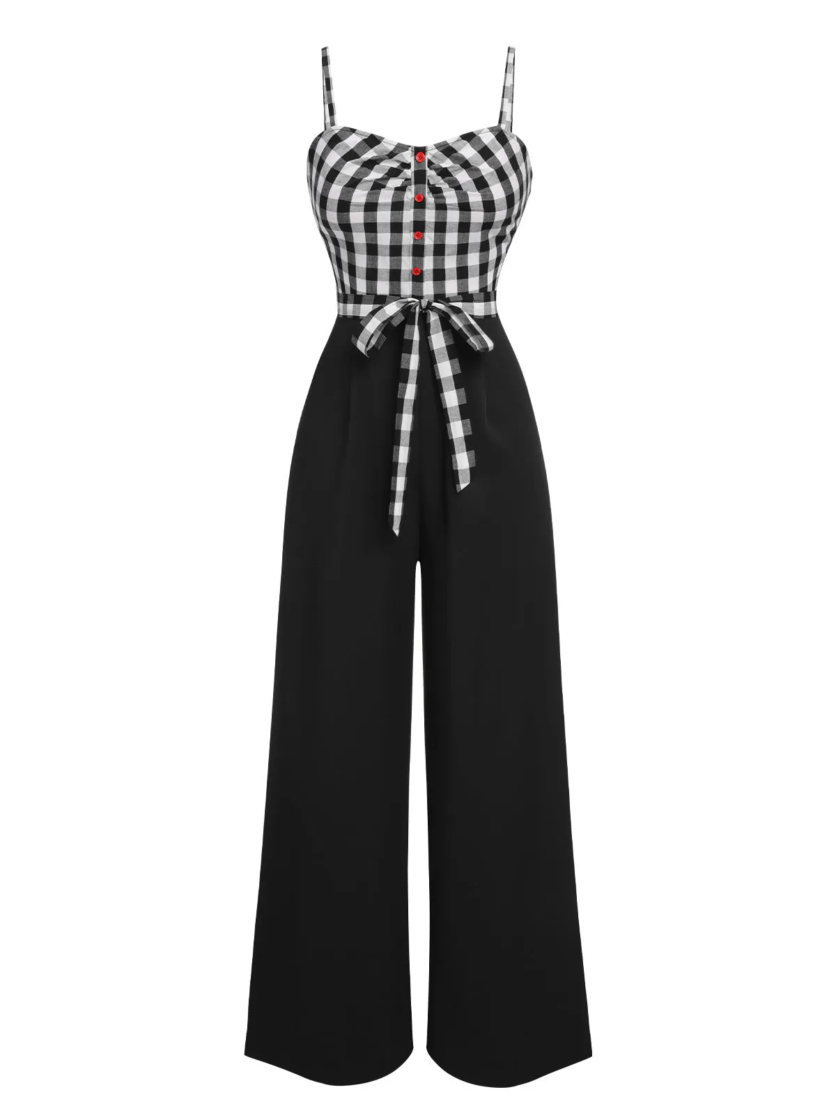 Black 1940s Plaid Patchwork Suspender Jumpsuit sold by Retro Stage product image thumbnail 2
