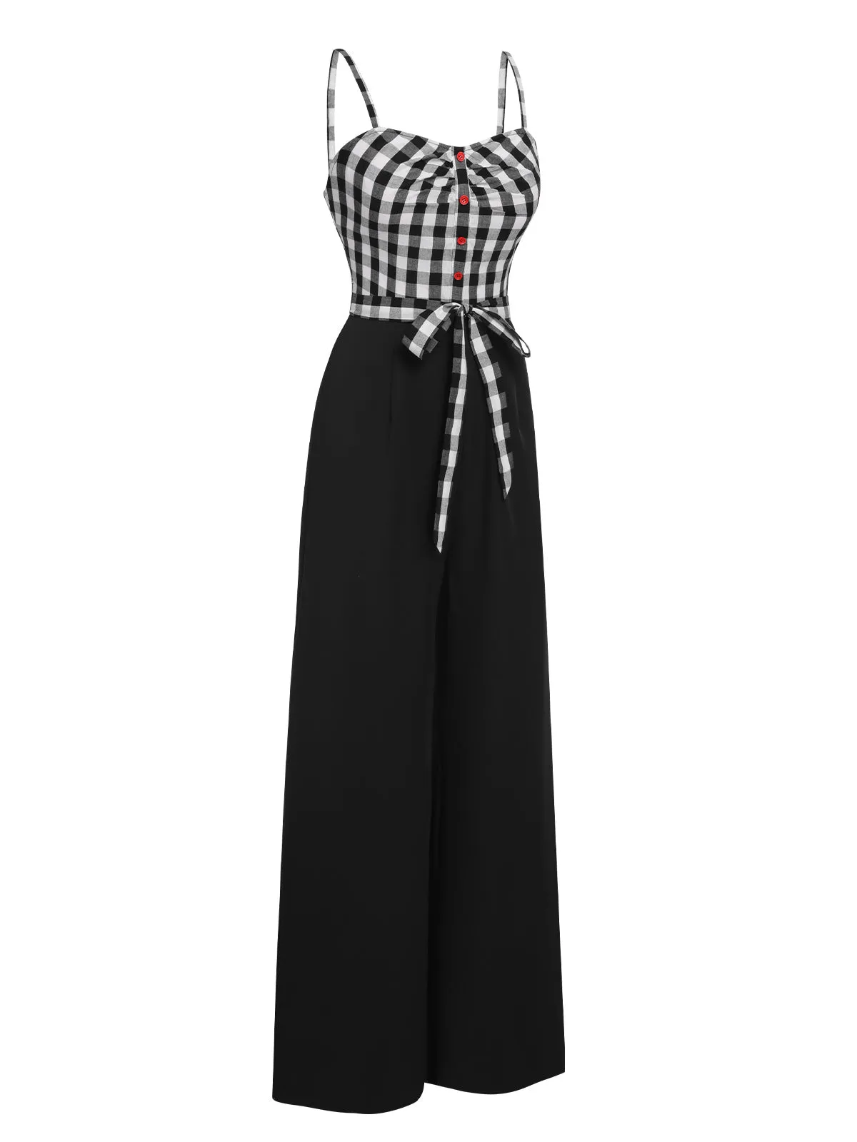 Black 1940s Plaid Patchwork Suspender Jumpsuit sold by Retro Stage product image thumbnail 3