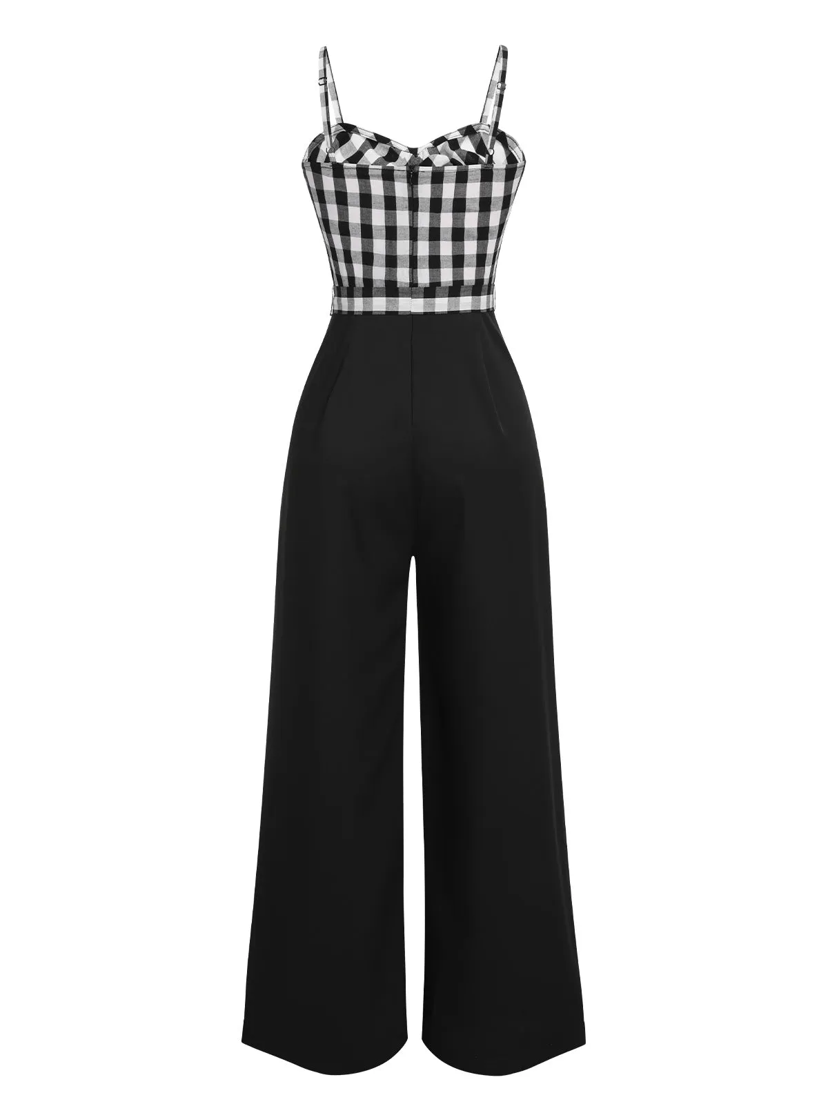 Black 1940s Plaid Patchwork Suspender Jumpsuit sold by Retro Stage product image thumbnail 4