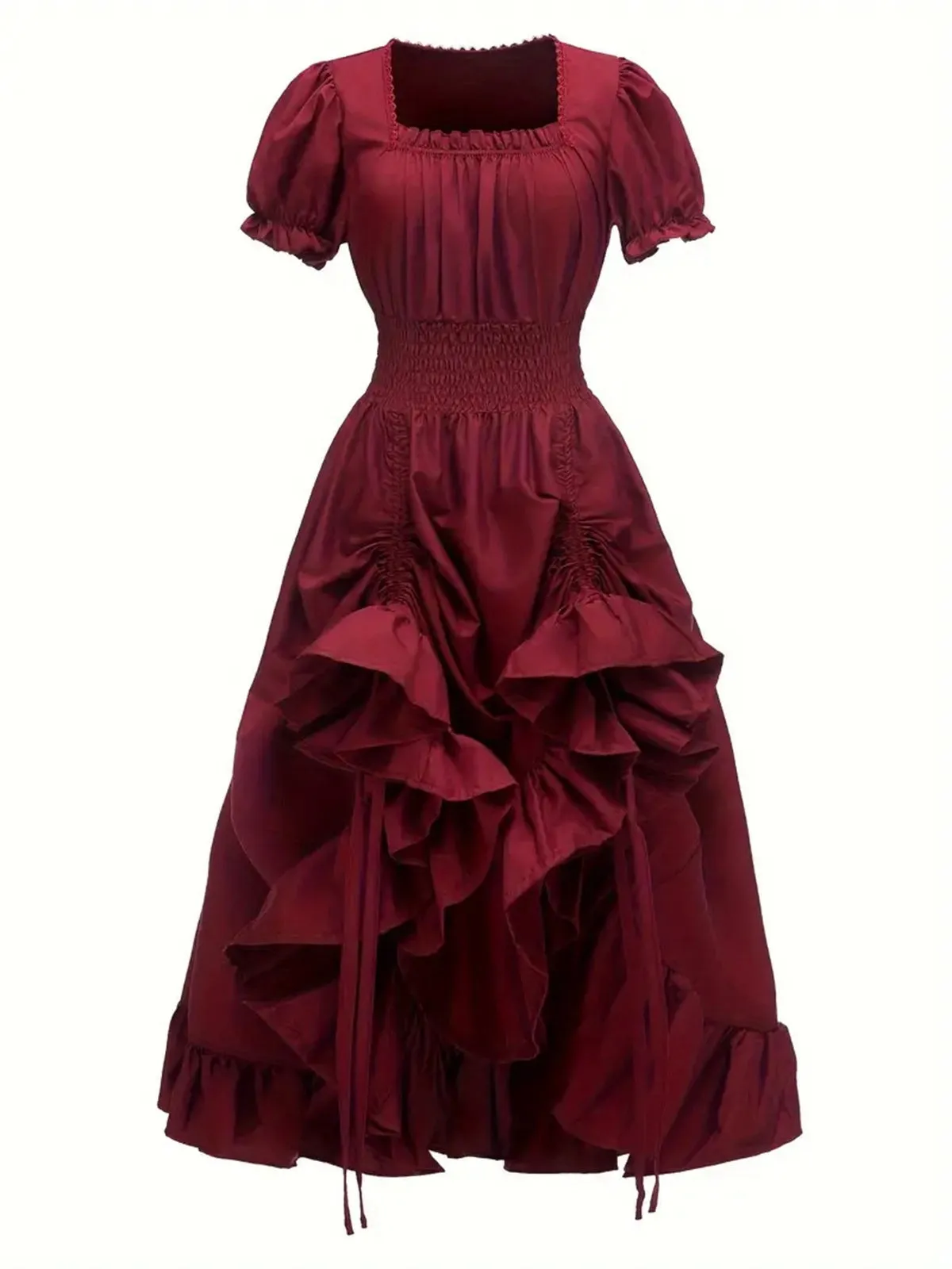 1930s Square Neck Wrinkles Puff Sleeves Dress sold by Retro Stage product image thumbnail 4