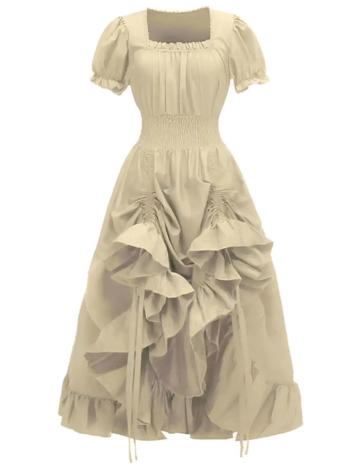 1930s Square Neck Wrinkles Puff Sleeves Dress sold by Retro Stage product image thumbnail 2