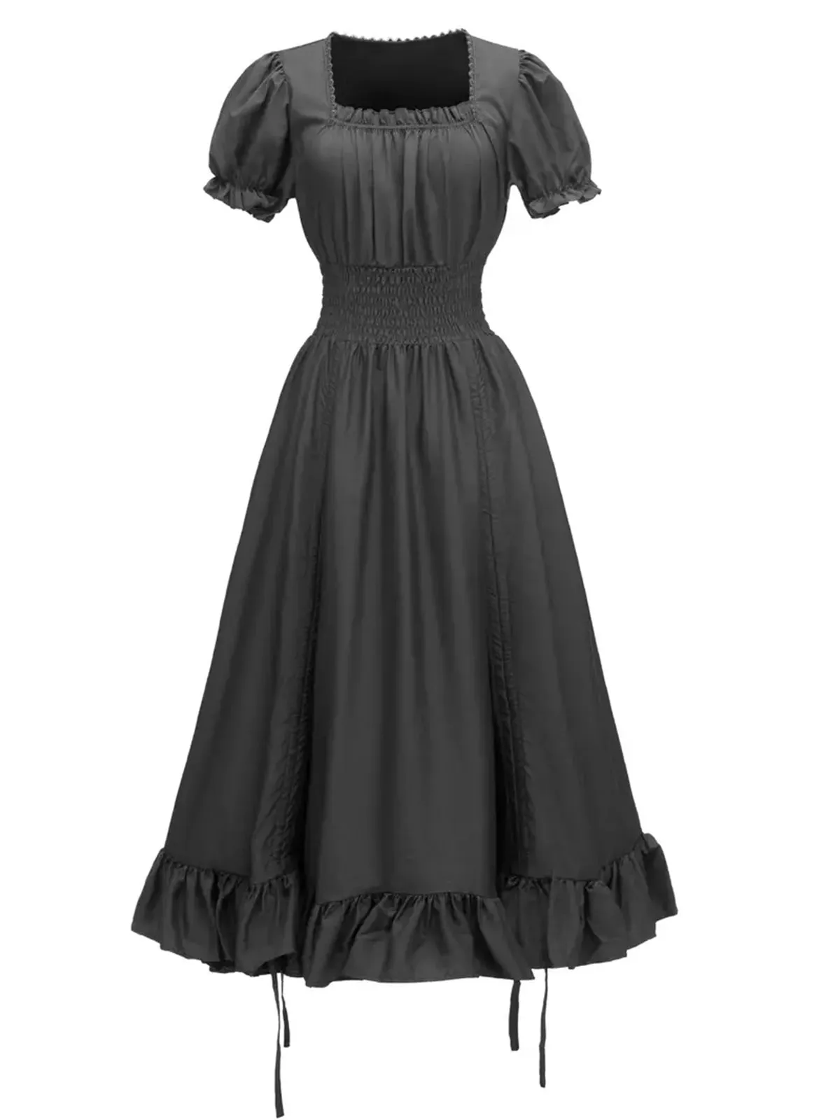 1930s Square Neck Wrinkles Puff Sleeves Dress sold by Retro Stage product image thumbnail 5