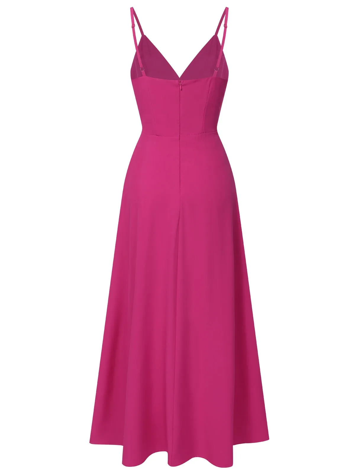 Pink 1930s V-Neck Ruffled Irregular Slit Dress sold by Retro Stage product image thumbnail 3