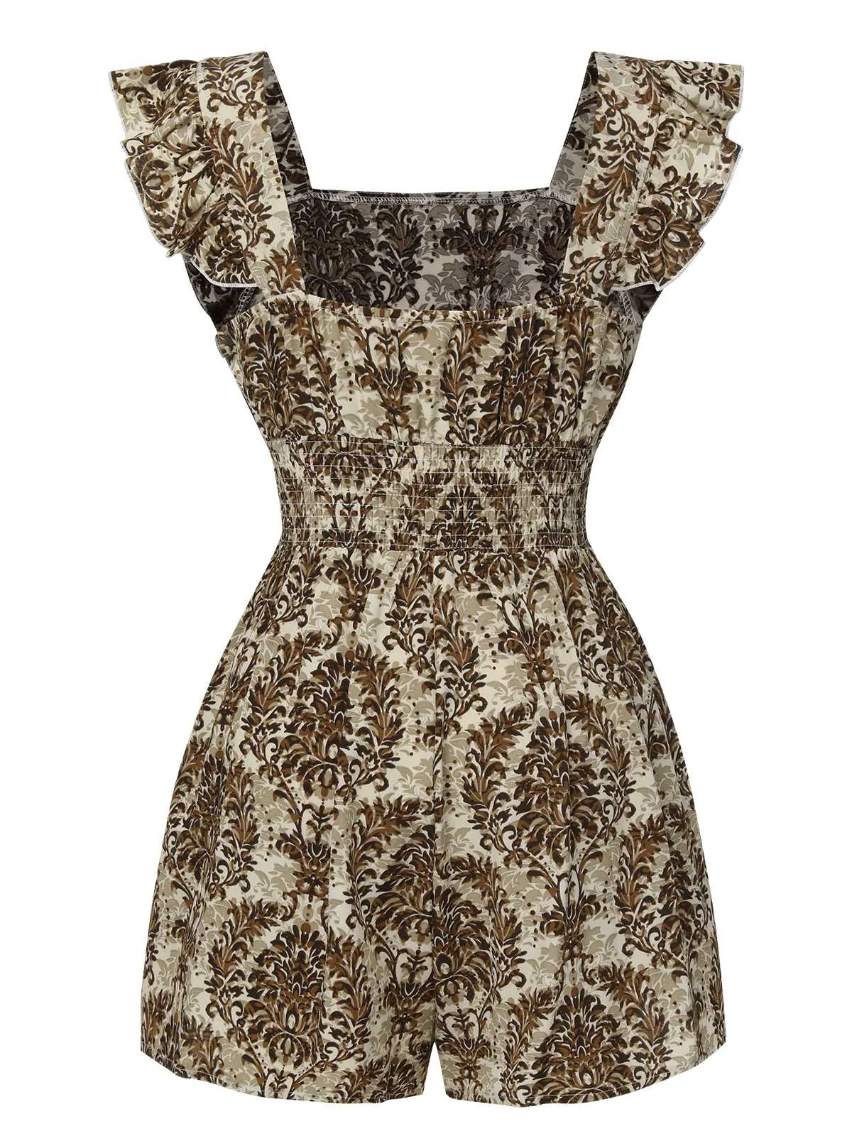 1960s Square Neck Wrinkle Ruffles Romper sold by Retro Stage product image thumbnail 3