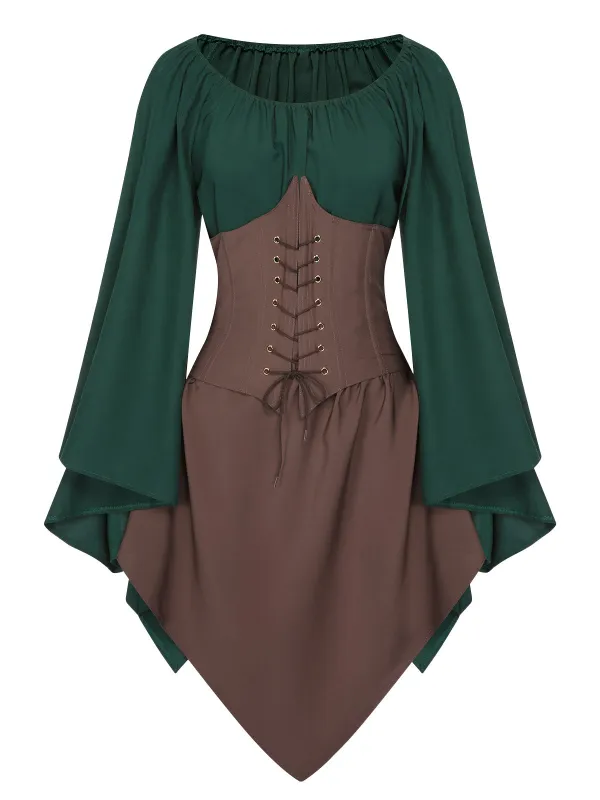 1950s Halloween Bat Sleeves Patchwork Dress sold by Retro Stage