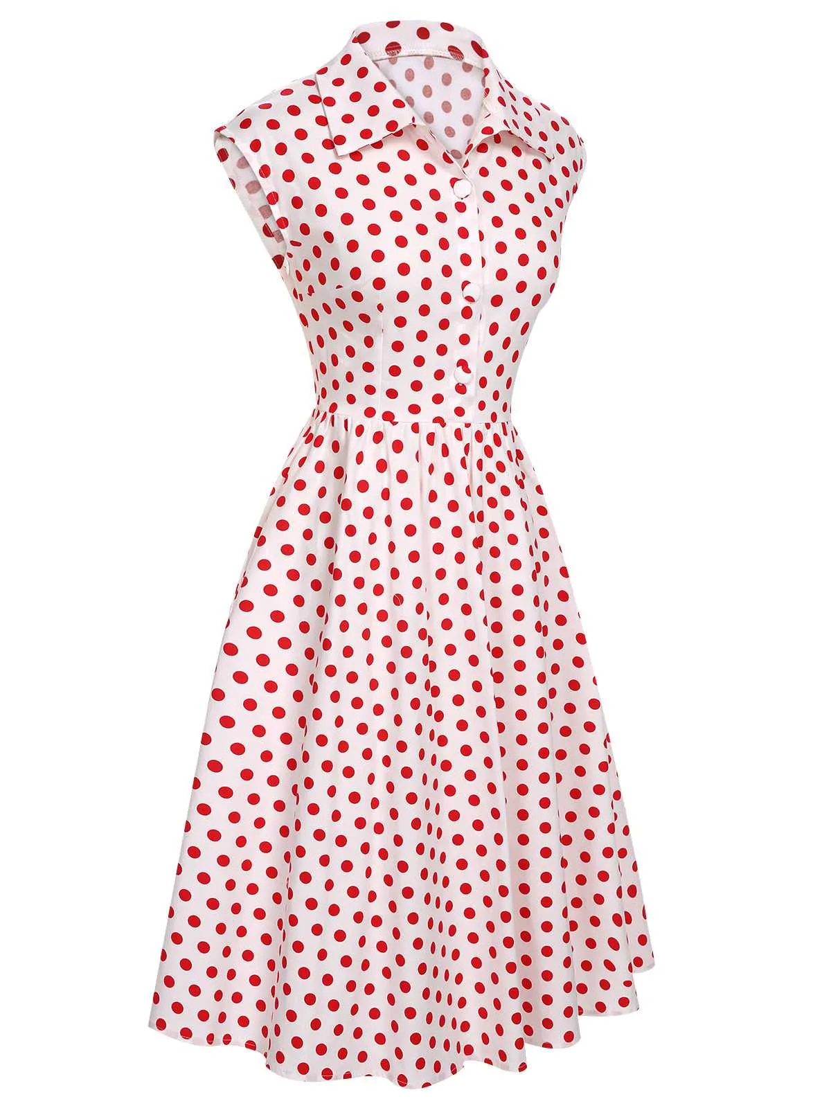 1940s Lapel Polka Dots Sleeveless Dress sold by Retro Stage product image thumbnail 4
