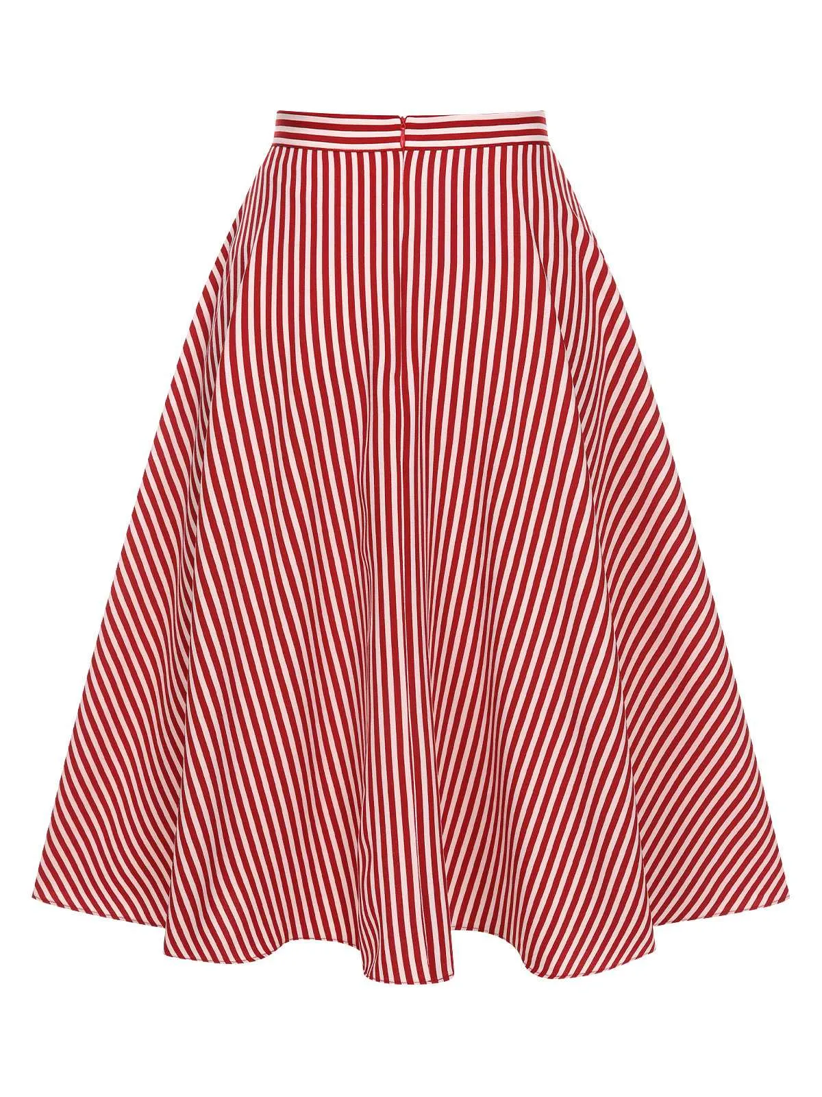 Red 1940s Buttoned Stripes Skirt sold by Retro Stage product image thumbnail 5
