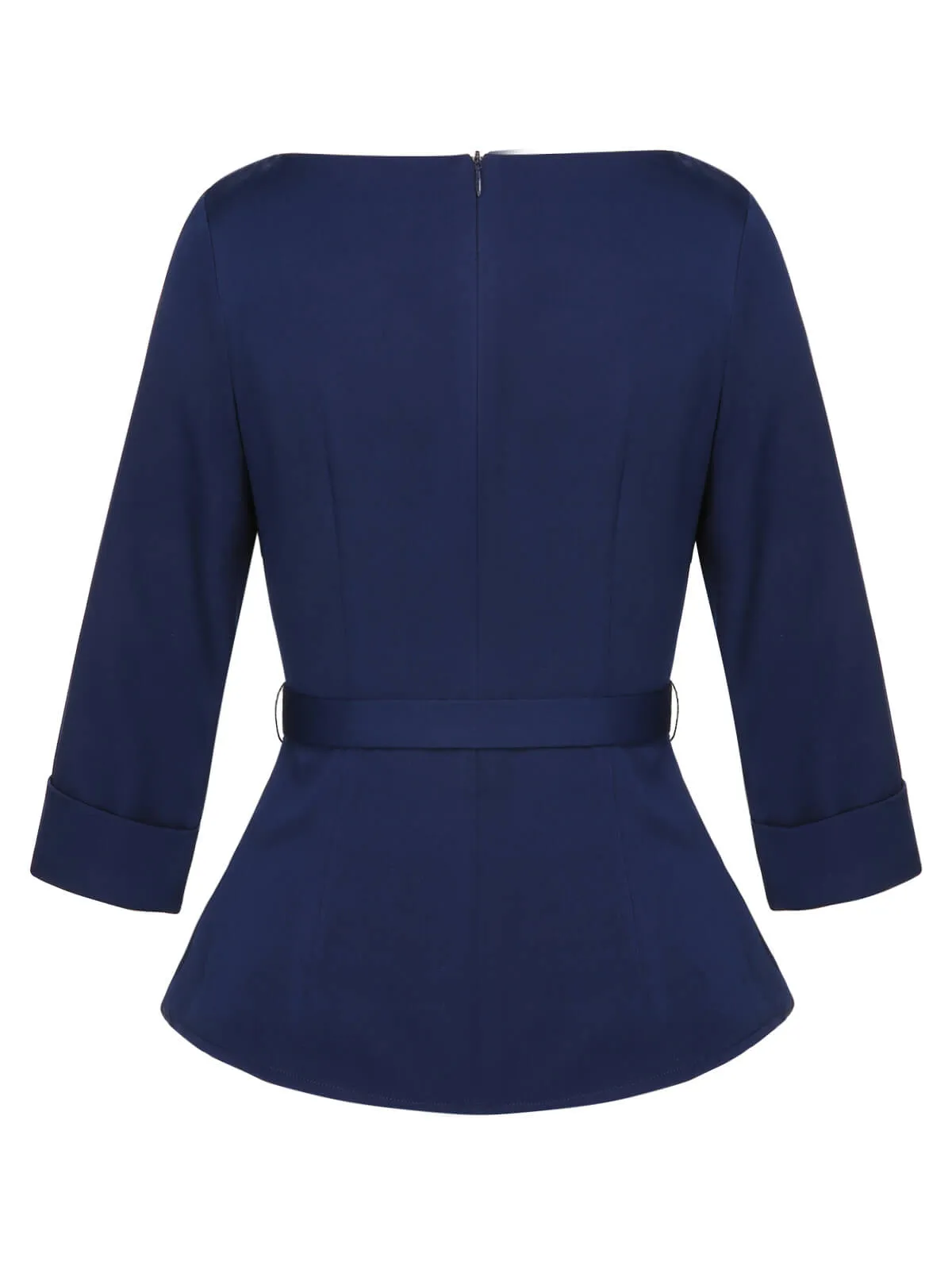 Blue 1960s Peter Pan Collar Belt Top sold by Retro Stage product image thumbnail 4