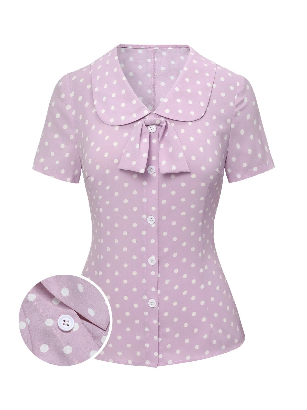 Lavender 1940s Polka Dots Lapel Blouse sold by Retro Stage