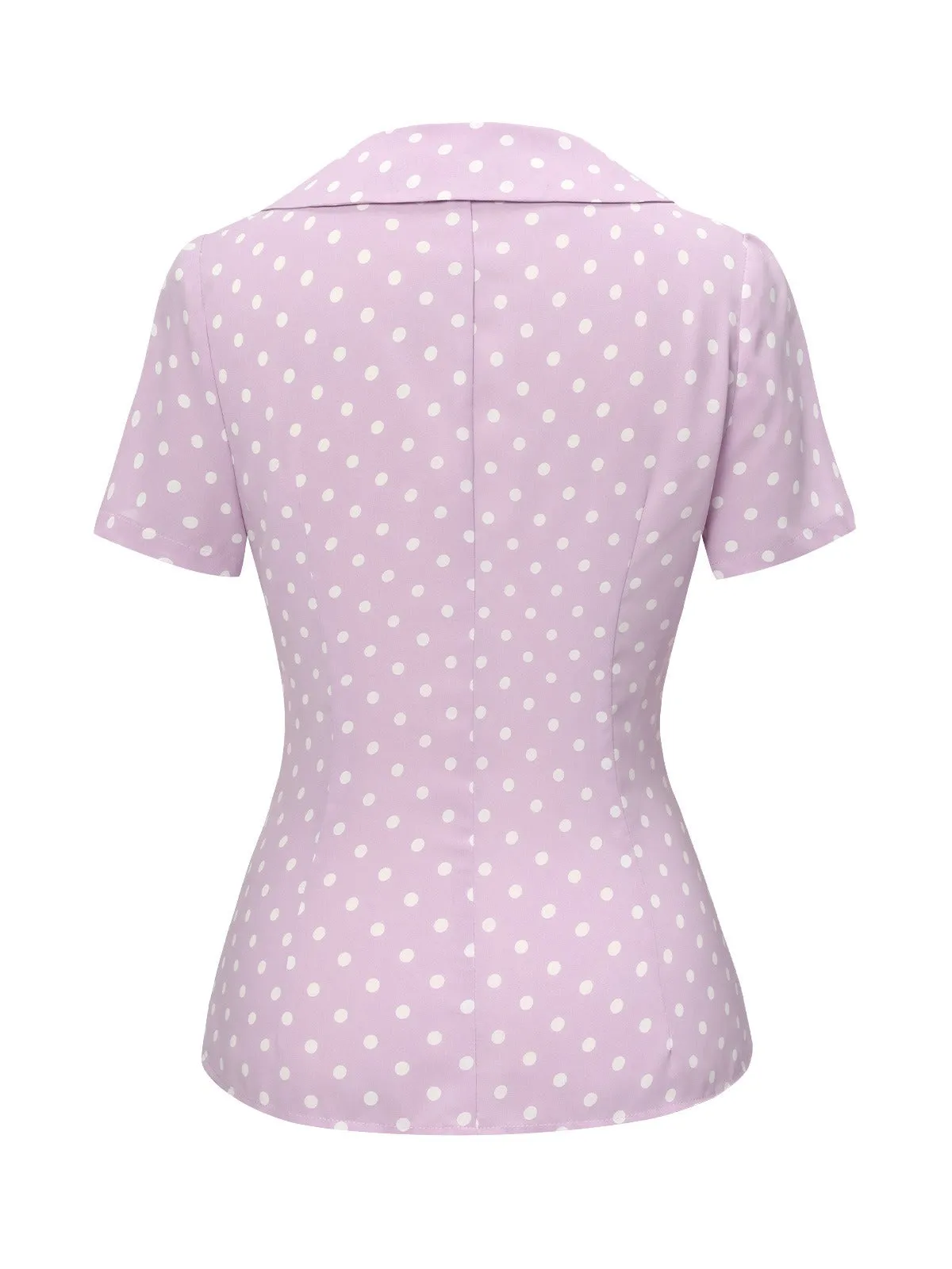 Lavender 1940s Polka Dots Lapel Blouse sold by Retro Stage product image thumbnail 4