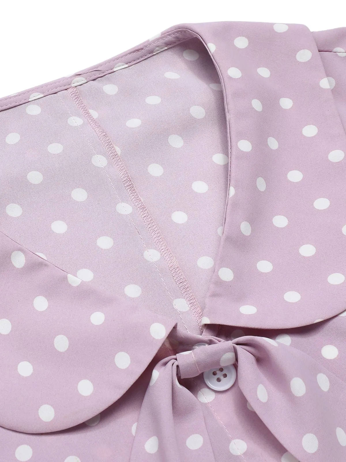 Lavender 1940s Polka Dots Lapel Blouse sold by Retro Stage product image thumbnail 5