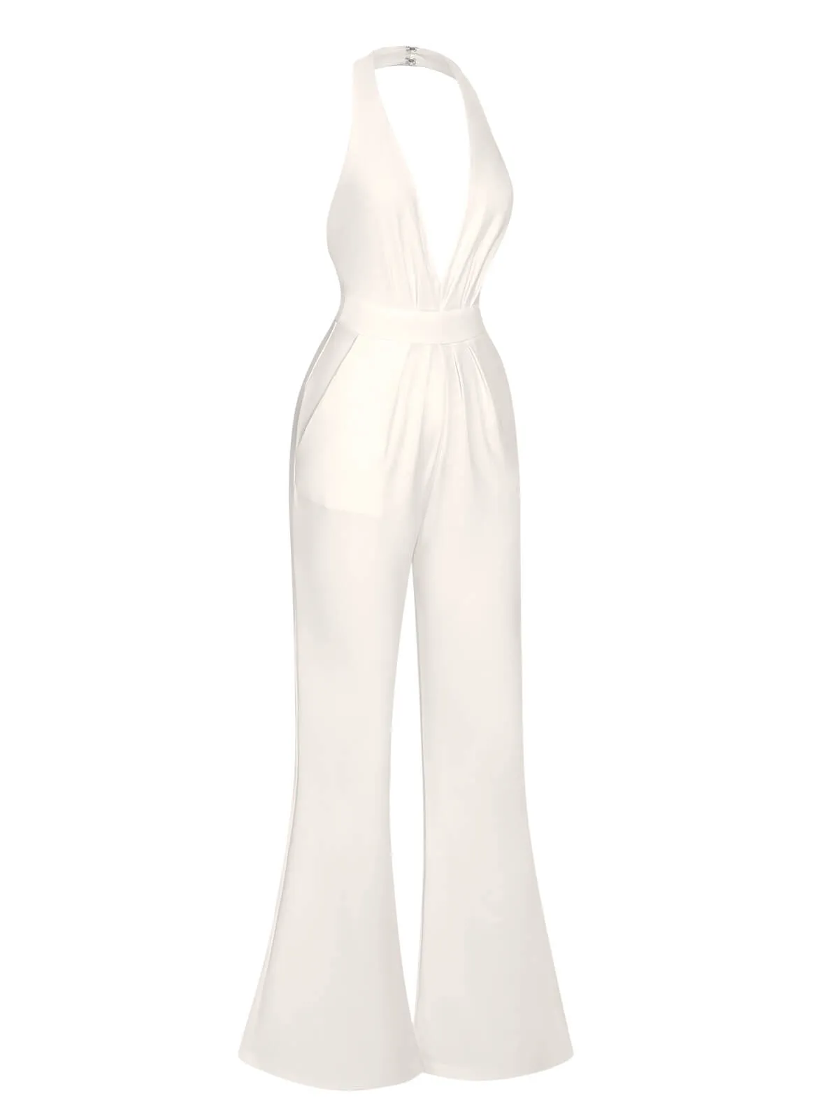 1930s Solid Deep V-Neck Halter Jumpsuit sold by Retro Stage product image thumbnail 3