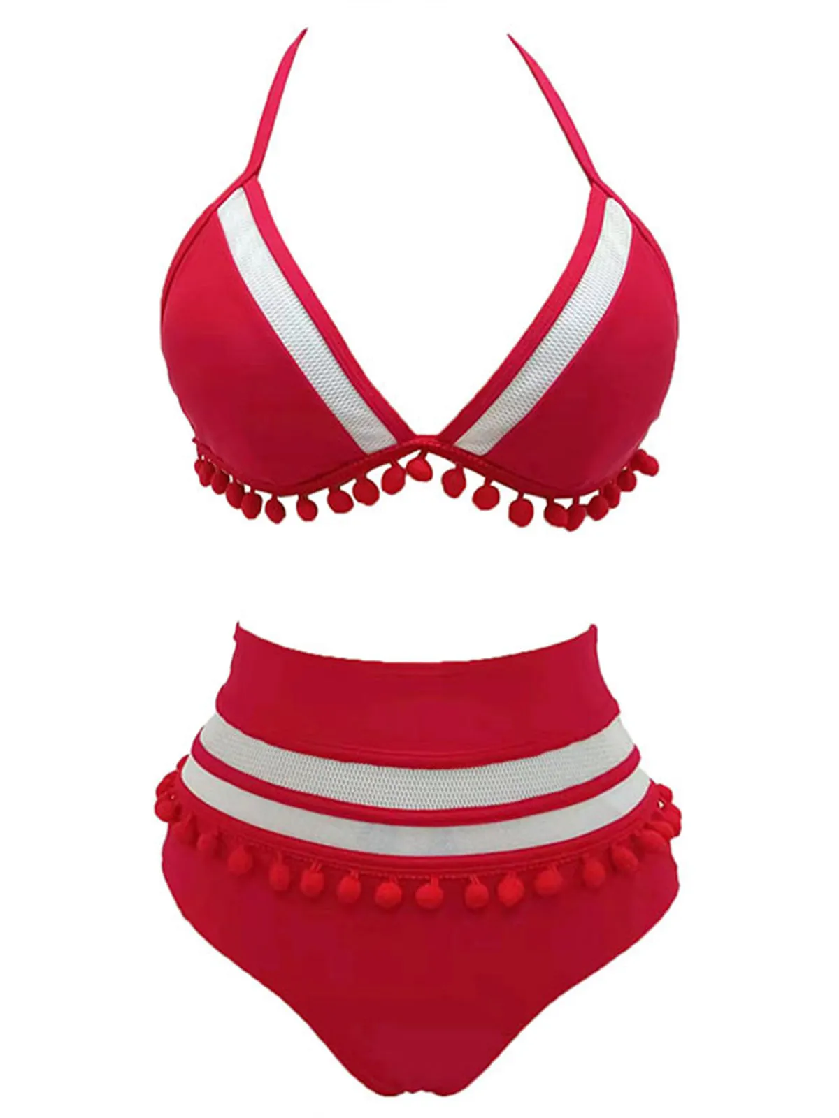 1970s Halter Patchwork Pom Pom Swimsuit sold by Retro Stage product image thumbnail 4