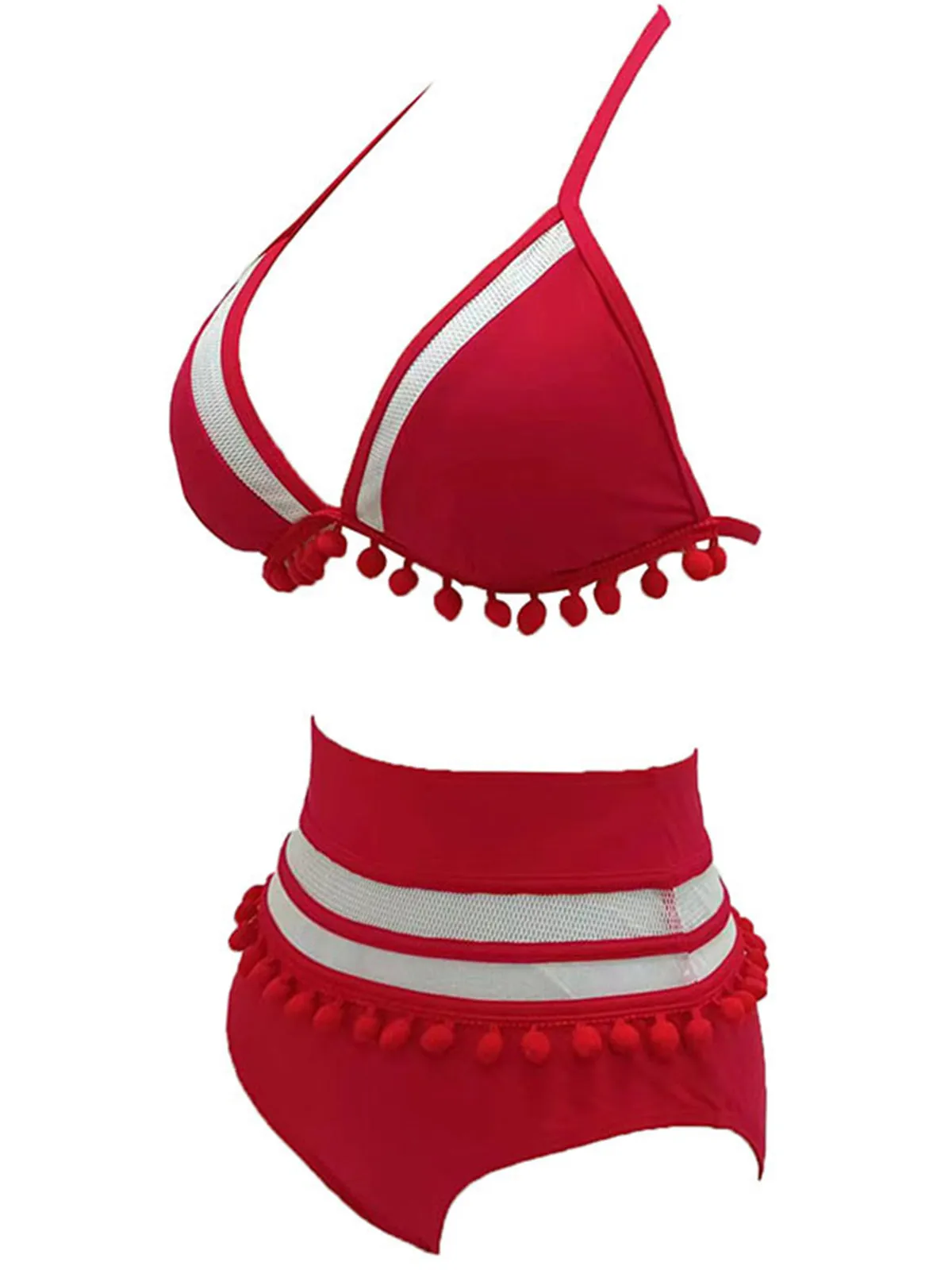 1970s Halter Patchwork Pom Pom Swimsuit sold by Retro Stage product image thumbnail 5