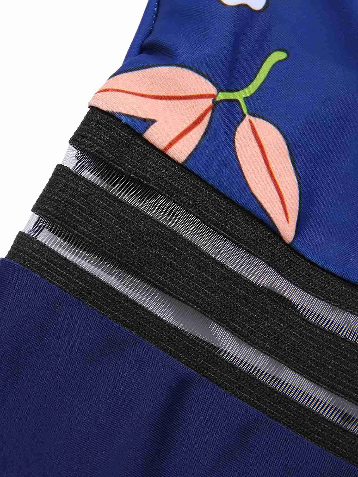 Blue 1970s Flowers Patchwork One-Piece Swimsuit sold by Retro Stage product image thumbnail 4