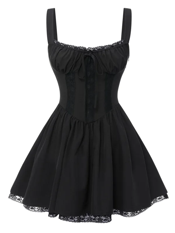 Black 1950s Solid Lace Gothic Dress sold by Retro Stage
