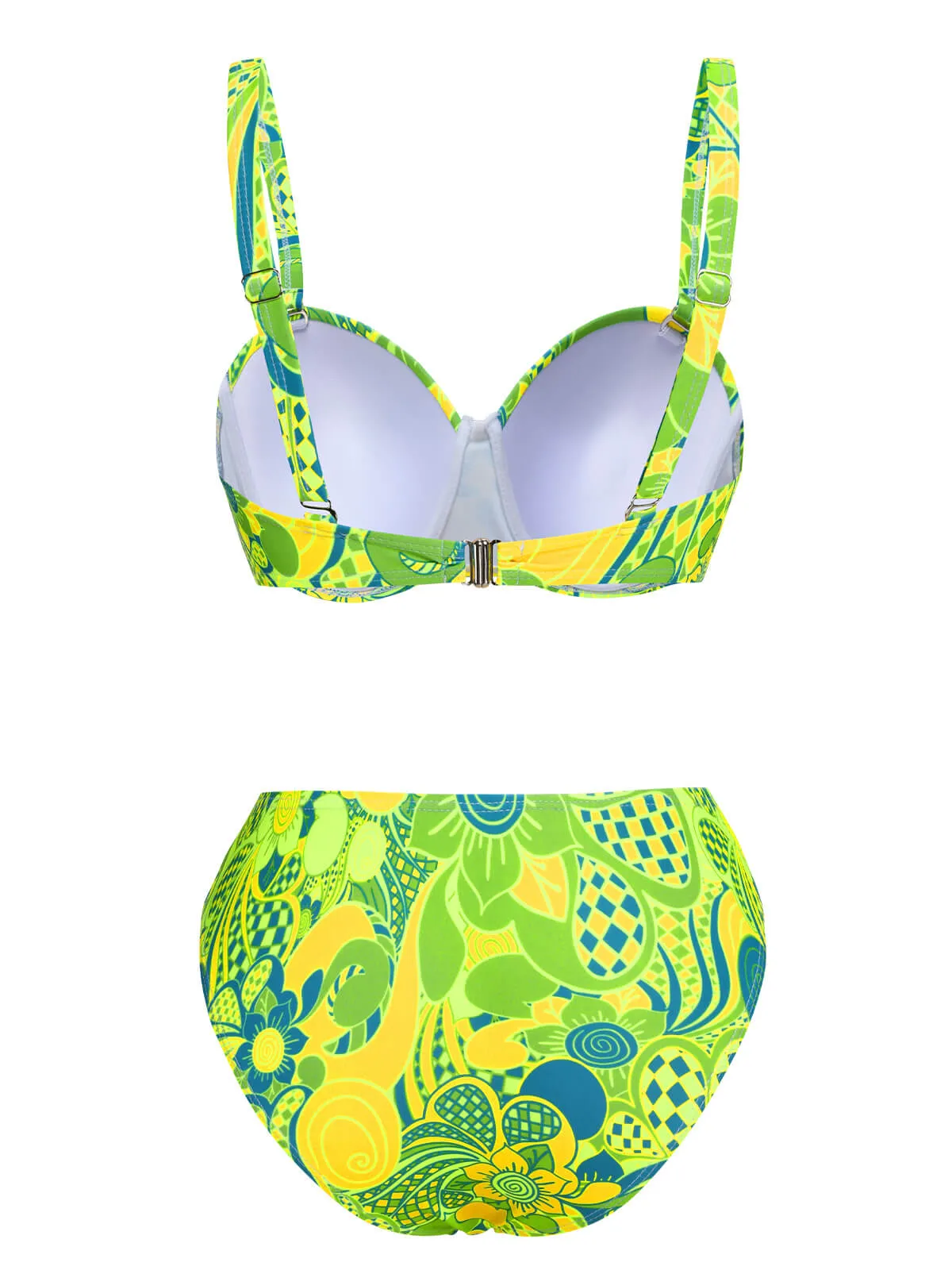 Fluorescent Green 1980s Floral Bikini Set sold by Retro Stage product image thumbnail 3