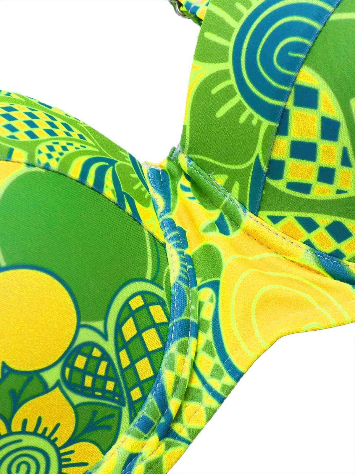 Fluorescent Green 1980s Floral Bikini Set sold by Retro Stage product image thumbnail 4