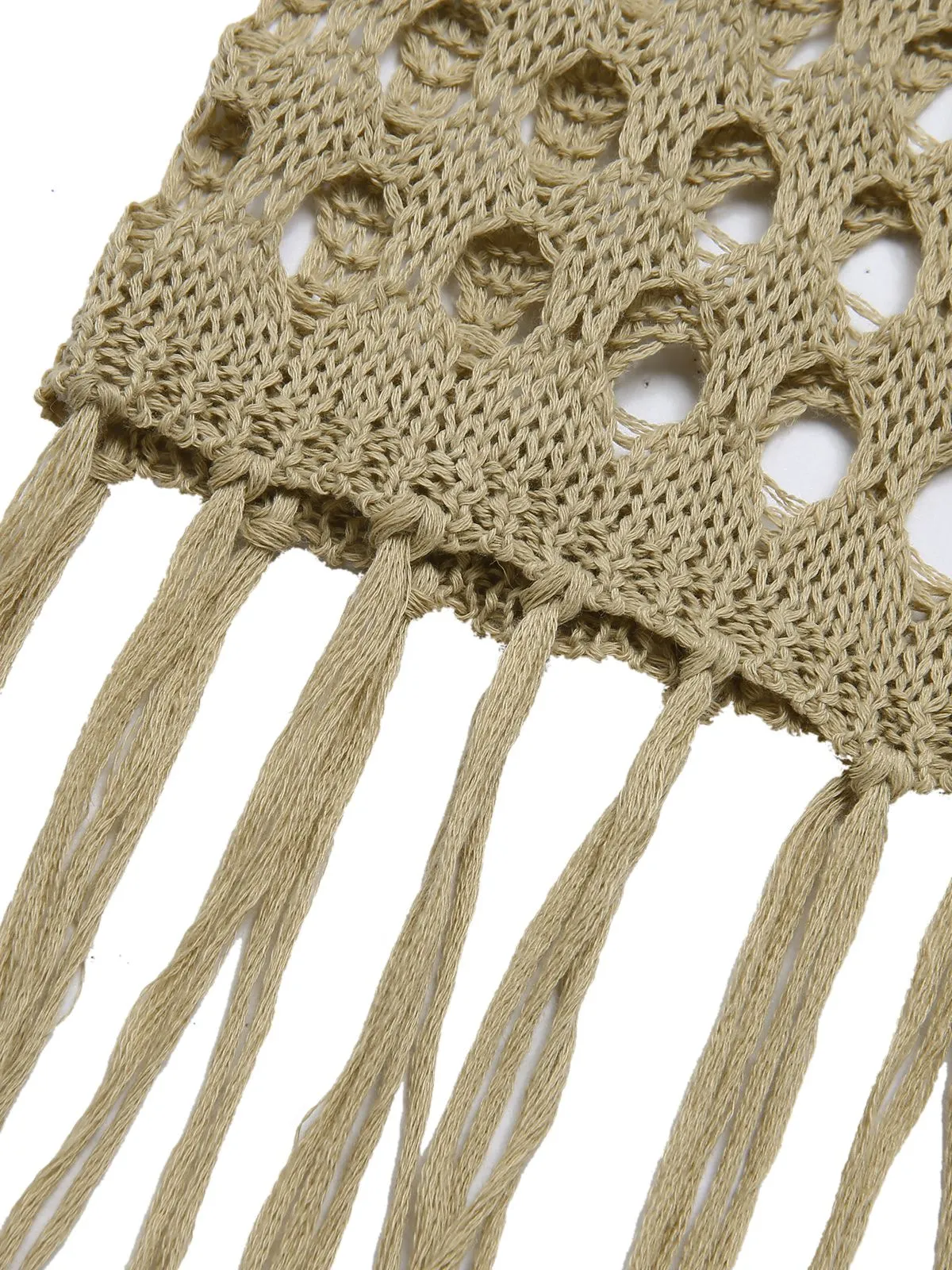 Khaki 1950s Knitted Tassel Hollow Cover-Up sold by Retro Stage product image thumbnail 5